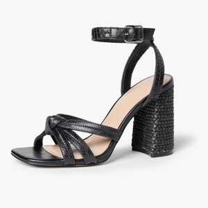 The Drop Renalda Woven Chunky Heel Sandal Black Woven – NWT Size 8